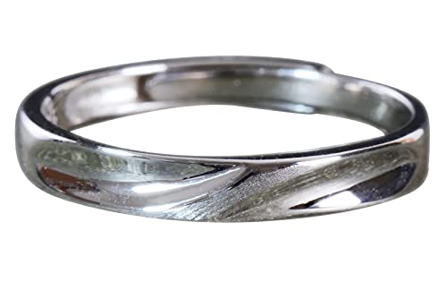 NicoWerk Damen Silberring Schlicht aus 925 Sterling Silber Schmal Glatt Gebürstet Bandring Kräuselung Verstellbar Offen SRI695 von NicoWerk