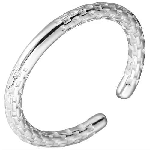 NicoWerk Damen Silberring Schmal aus 925 Sterling Silber Gehämmert Glänzend Strukturiert Schlicht Dezent Karo Filigran Edel Elegant Glatt SRI977 von NicoWerk