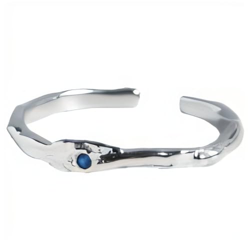 NicoWerk Damen Silberring Schmal aus 925 Sterling Silber mit Struktur Stein Schlicht Edel Elegant Filigran Blau Asymmetrisch Verstellbar SRI1003 von NicoWerk