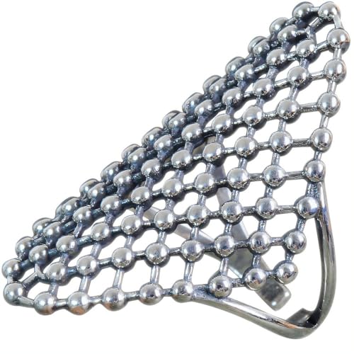 NicoWerk Damen Silberring Vintage aus 925 Sterling Silber Geschwärzt Breit Eklatant Kugel Netz Durchbrochen Verstellbar Offen SRI734 von NicoWerk