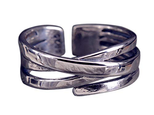 NicoWerk Damen Silberring Wickelring aus 925 Sterling Silber Durchgebrochen Breit Glatt Schlicht Verstellbar Offen SRI427 von NicoWerk