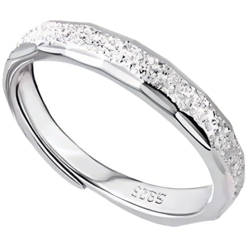 NicoWerk Damen Silberring glitzernd aus 925 Sterling Silber Schmal Filigran Verspielt Eklatant mit Struktur Glänzend Bandring Verstellbar SRI1104 von NicoWerk
