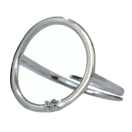NicoWerk Ring Silber 925 Damen - Eleganter Silberring Damen 925 Silber mit Stein, verstellbar, schlicht und Glänzend - SRI1109 von NicoWerk