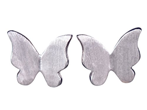 NicoWerk Silber Ohrstecker Schmetterling Matt Romantisch Gebürstet Natur Damen 925 Ohrringe Stecker Ohrschmuck Geschenk Sterling SOS226 von NicoWerk