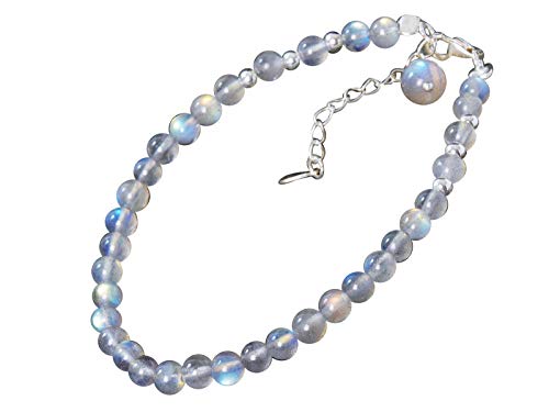 NicoWerk PREMIUM Damen Silberarmband aus 925 Sterling Silber - Mit Mondstein Kugeln versehen - Designed in Germany - Inkl. Verlängerungskette & Geschenkverpackung SAB141 von NicoWerk