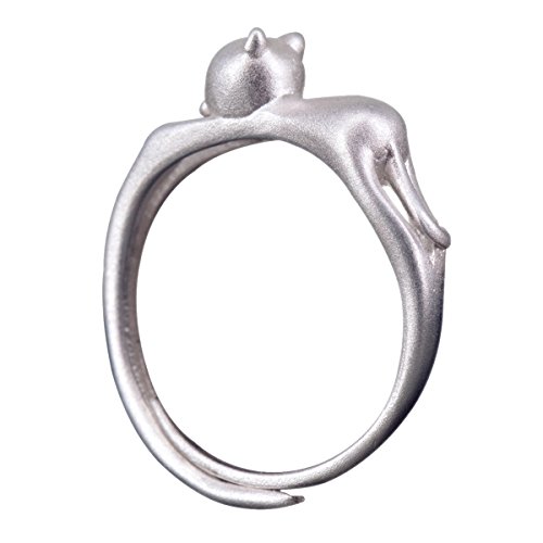 NicoWerk Silberring Katze Kitten Ring Silber 925 Verstellbar Damenringe Damen Schmuck SRI214 von NicoWerk