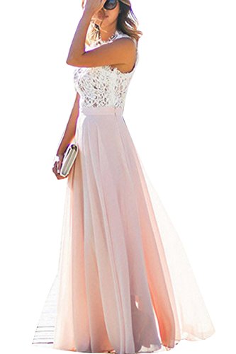 Damen Kleid Festliche A Line Swing Kleider Brautjungfer Hochzeit Cocktailkleid Chiffon Faltenrock Elegant Langes Abendkleid (XXL) von Nicole Knupfer