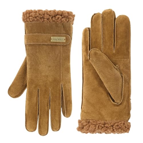 Nicole Miller Damen Winterhandschuhe Frauen – Wildlederhandschuhe warm für kaltes Wetter, Sherpa gefüttert, Mokka, Small/Medium von Nicole Miller New York