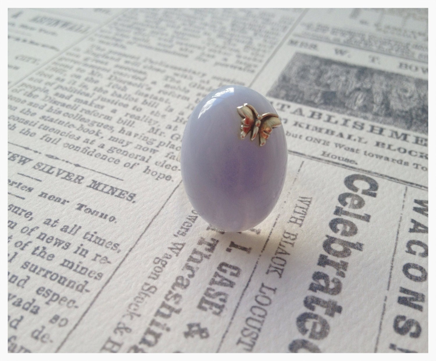 Blaue Spitze Achat Sterling Silber Schmetterling Verstellbaren Ring Blaue Spitze Achat Sterling Silber Schmetterling Verstellbaren Ring von NicolePonesch