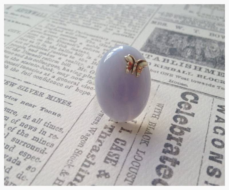 Blaue Spitze Achat Sterling Silber Schmetterling Verstellbaren Ring von NicolePonesch