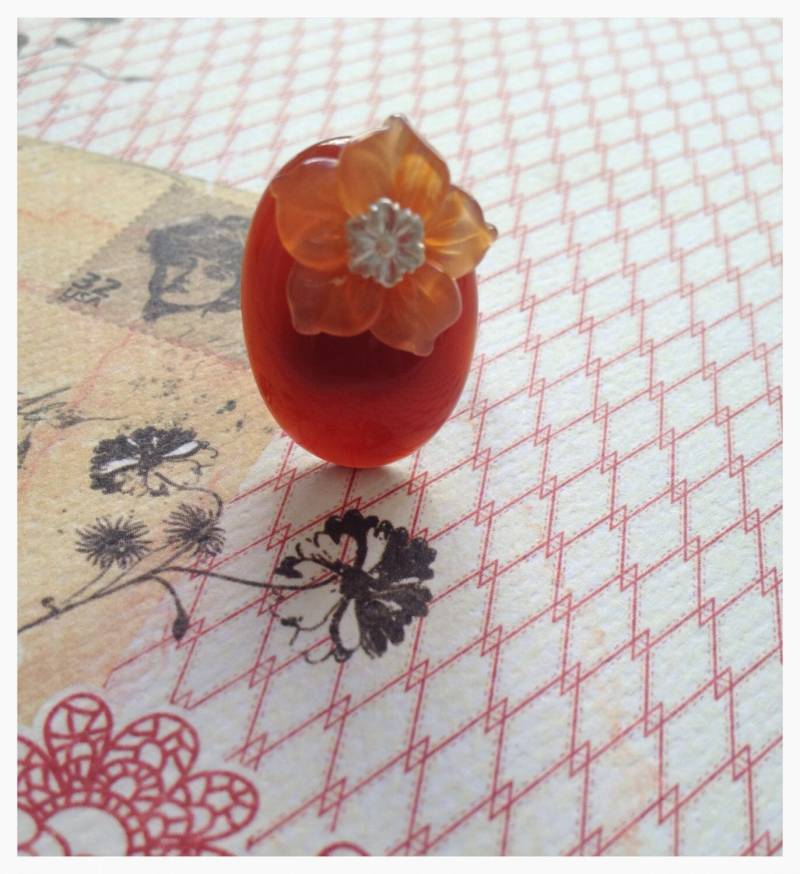 Karneol Blume Edelstein, Sterling Silber Verstellbar Vergoldet Ring Karneol Blume Edelstein, Sterling Silber Verstellbar Vergoldet Ring von NicolePonesch