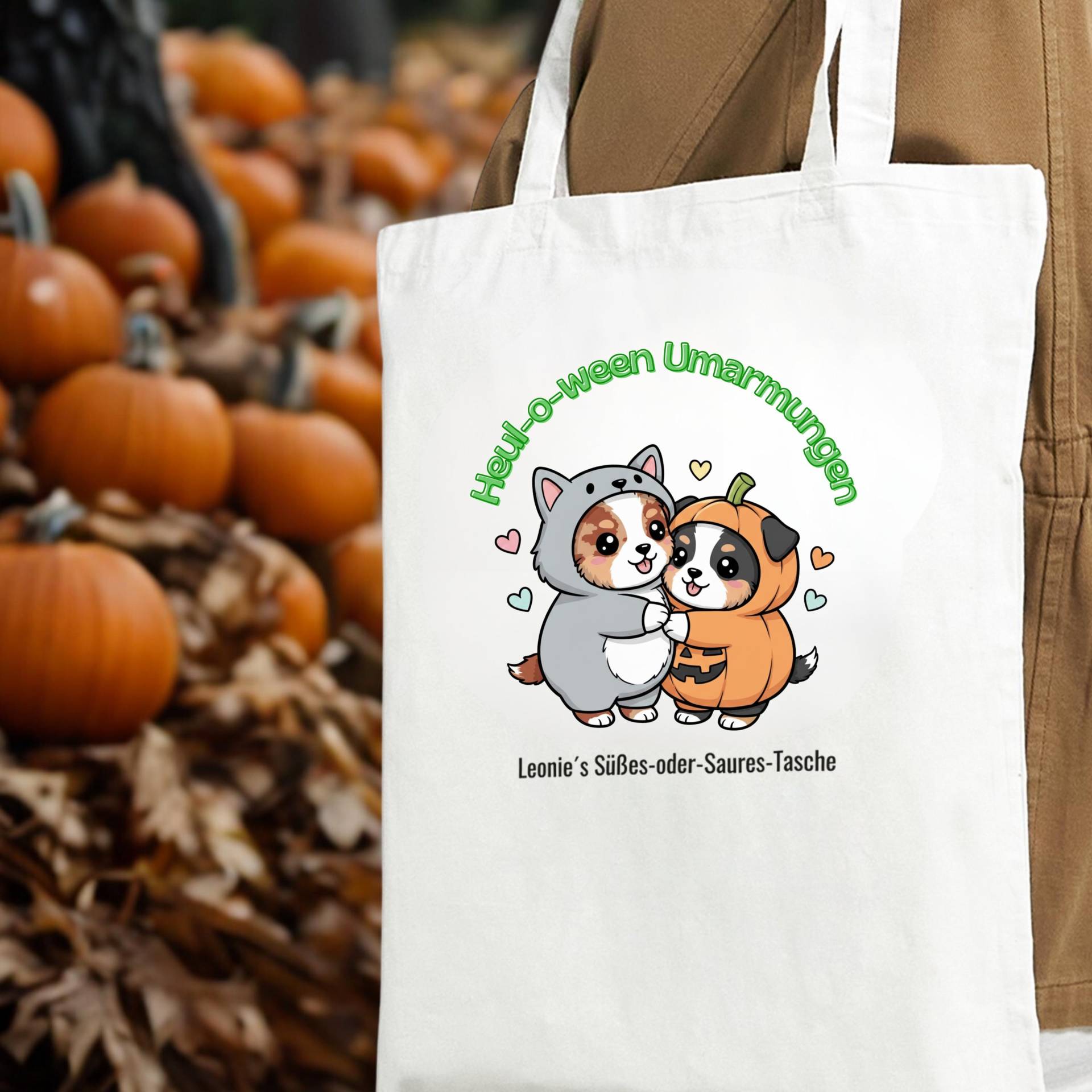 Personalisierte Halloween-Tasche Australian Shepherd Black Tri Und Red Merle | Süßes-Oder-Saures, Halloween Aussie von NicolesAussieLove