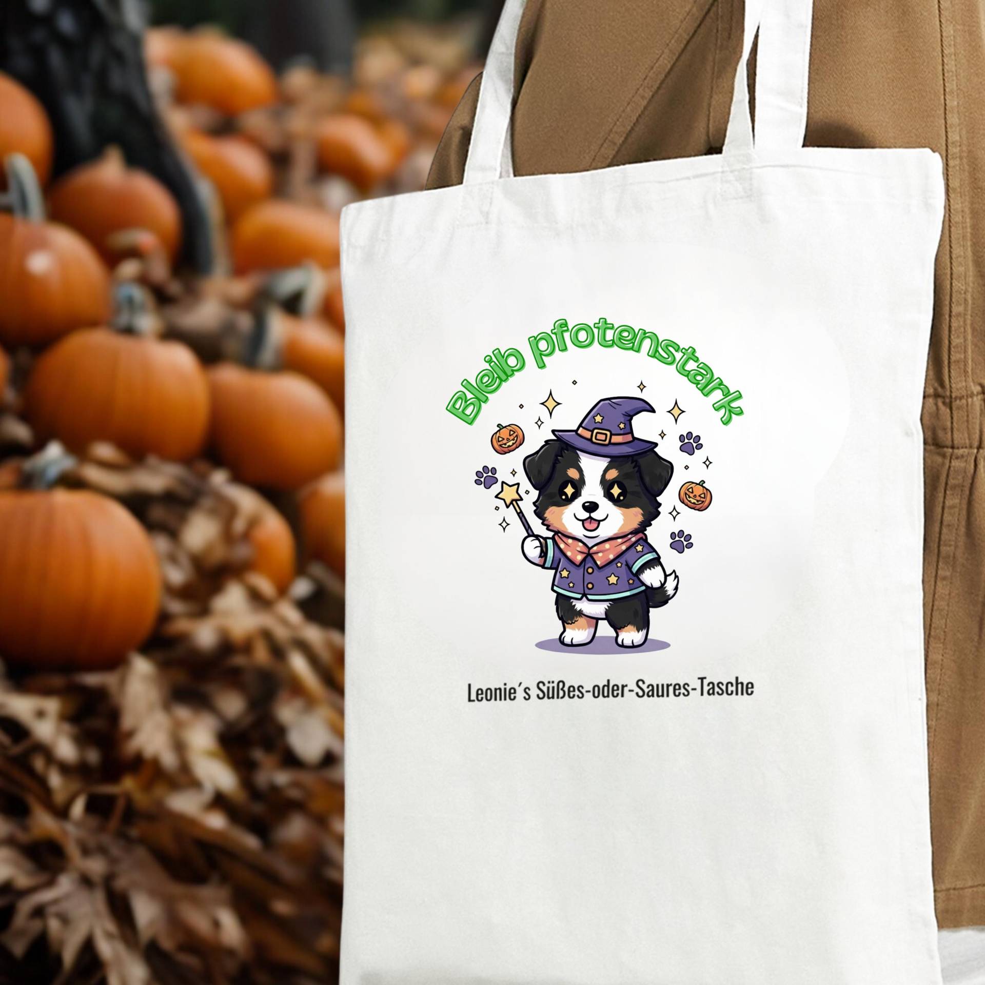 Personalisierte Halloween-Tasche Australian Shepherd Black Tri Zauberer | Süßes-Oder-Saures-Tasche Aussie Tri, Name von NicolesAussieLove