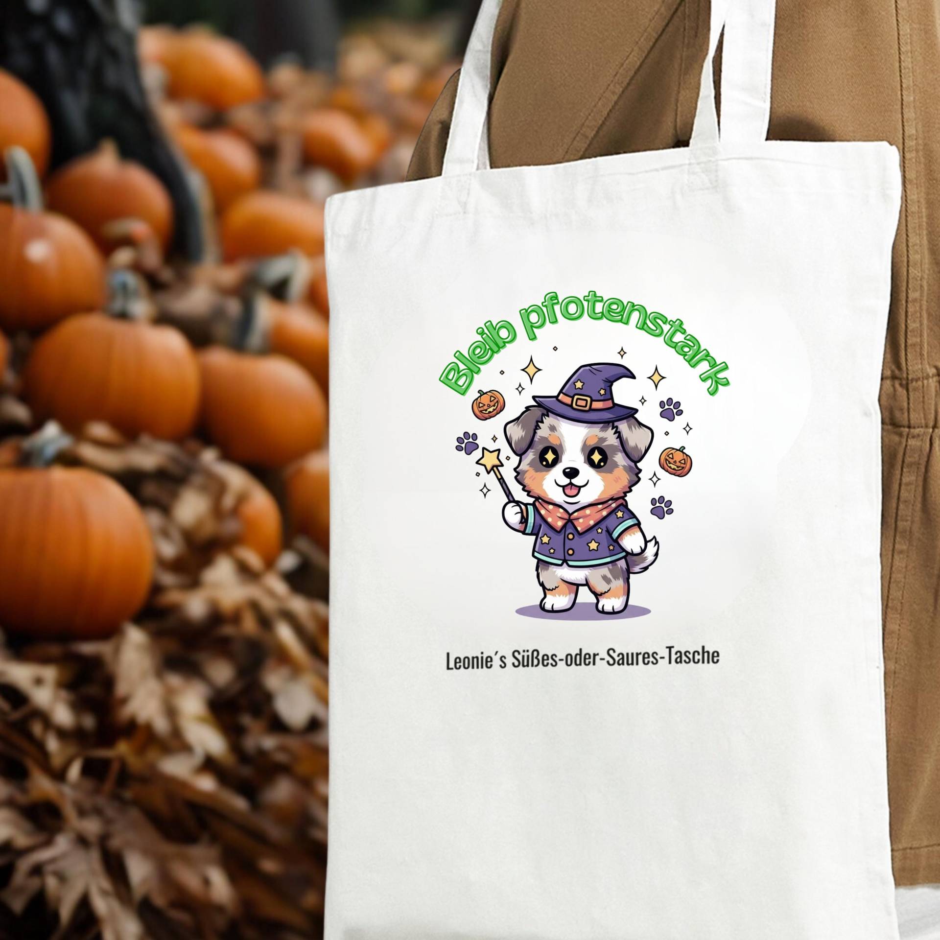 Personalisierte Halloween-Tasche Australian Shepherd Blue Merle Zauberer | Süßes-Oder-Saures-Tasche Aussie von NicolesAussieLove