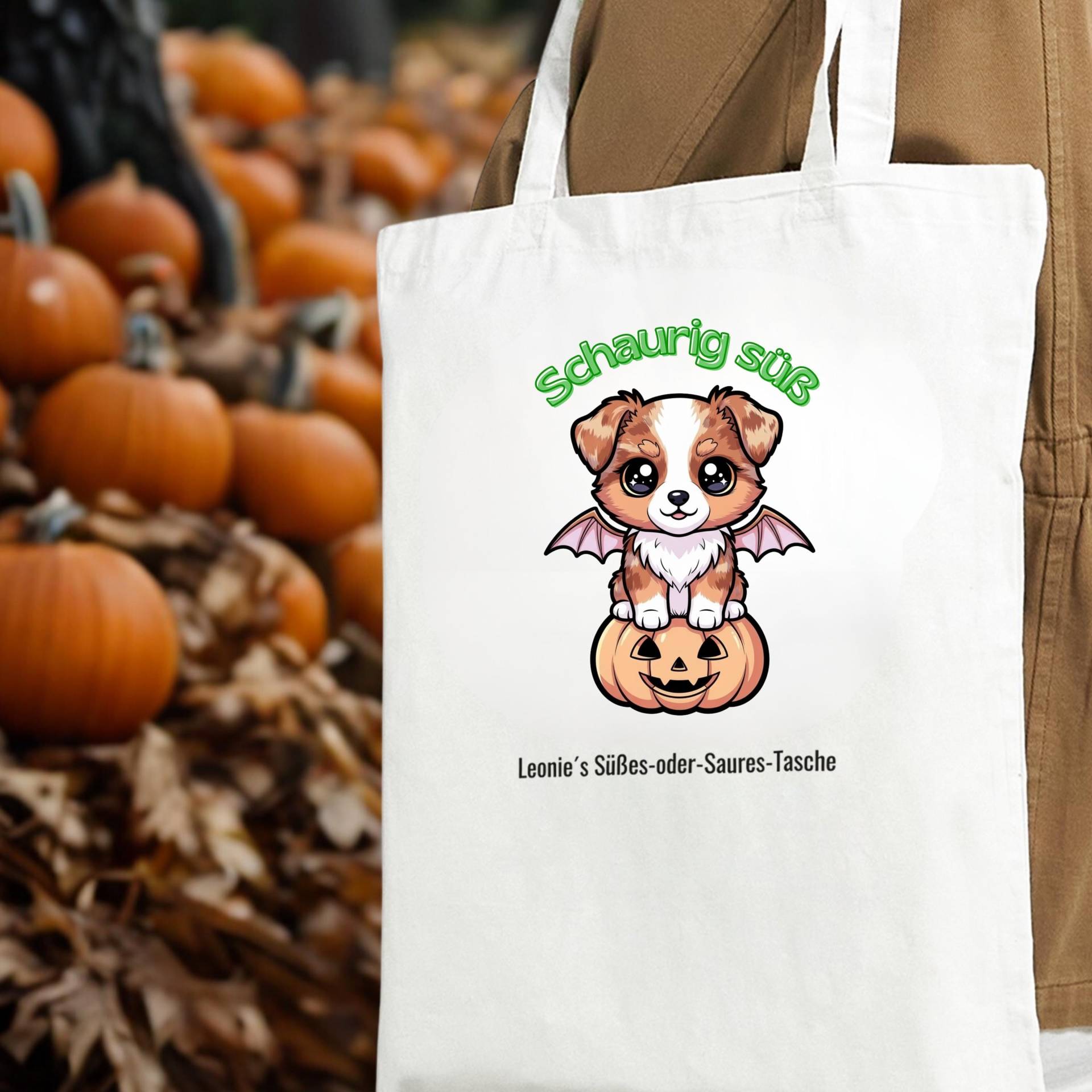 Personalisierte Halloween-Tasche Australian Shepherd Red Merle | Süßes-Oder-Saures-Tasche Für Kinder Aussie von NicolesAussieLove