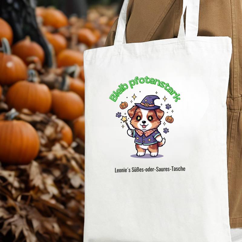 Personalisierte Halloween-Tasche Australian Shepherd Red Merle Zauberer | Süßes-Oder-Saures-Tasche Aussie von NicolesAussieLove