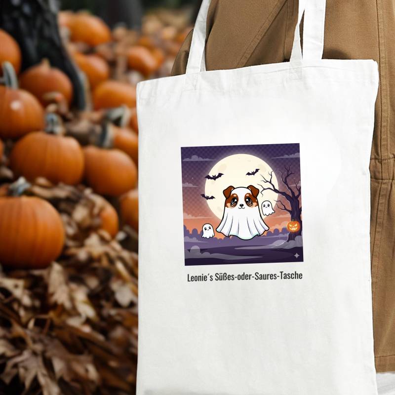 Personalisierte Halloween-Tasche Australian Shepherd Red Tri Geist | Süßes-Oder-Saures-Tasche Aussie + Name von NicolesAussieLove