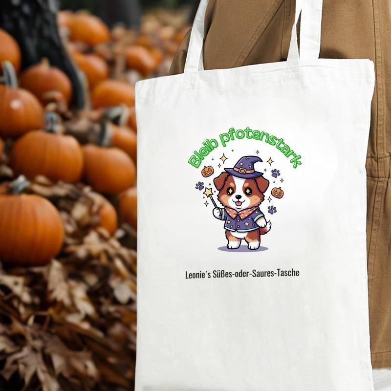 Personalisierte Halloween-Tasche Australian Shepherd Red Tri Zauberer | Süßes-Oder-Saures-Tasche Aussie Tri, Name von NicolesAussieLove