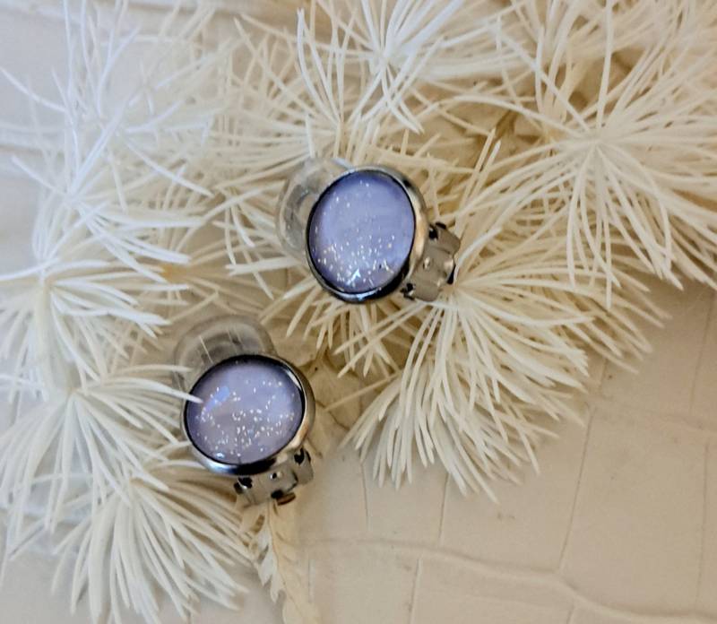 Ohrclips Glitzer, Lila, Mädchen von NicolesZauberstube