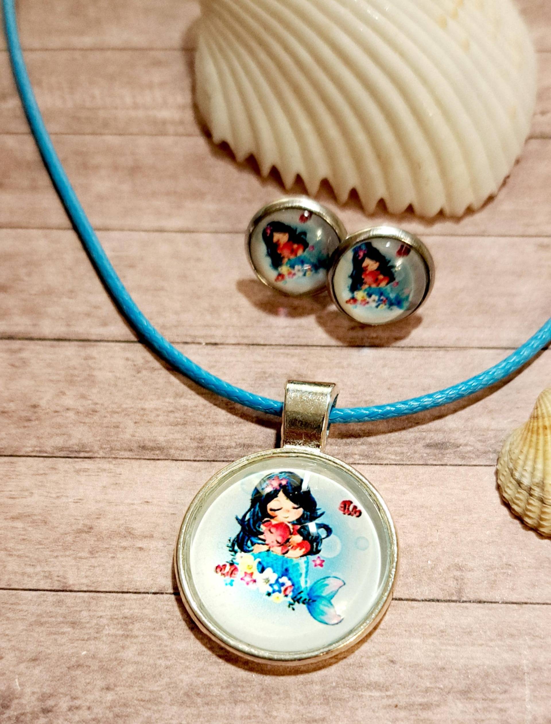 Schmuckset Meerjungfrau, Kinder, Ohrclips Mit Kette Schmuckset Meerjungfrau, Kinder, Ohrclips Mit Kette von NicolesZauberstube