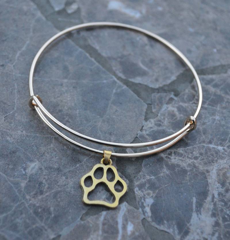 Paw Print Erweiterbar Armreif Armband Gold von NicoletteEllenDesign