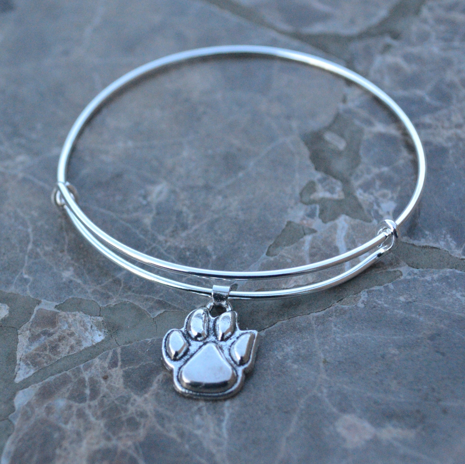 Paw Print Erweiterbar Armreif Armband Silber von NicoletteEllenDesign