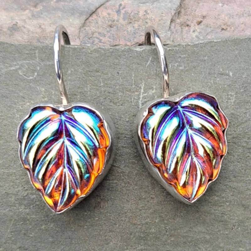 Art Deco Gelbe Blatt Ohrringe Sterling Silber Geschenk Für Sie 314 von NicolettesJewelry