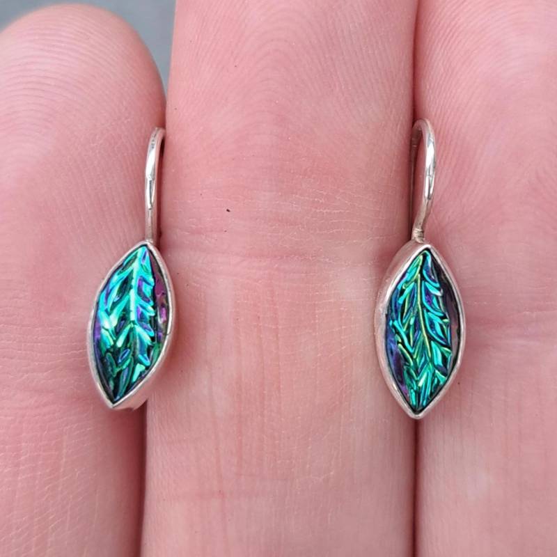 Grünes Blatt Ohrringe Art Deco Sterling Silber Jugendstil Vintage Glas 501 von NicolettesJewelry