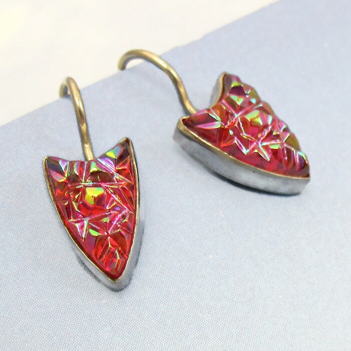 Rot Art Deco Der 1920Er Jahre Ohrringe Vintage Glas in Sterling Silber Stil 590 von NicolettesJewelry