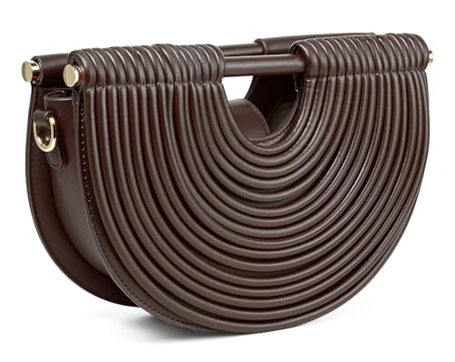 Slouchy Damen-Umhängetasche, PU-Leder, Wolken-Motiv, gewebt, Unterarm, Schultertasche, Hobo-Tasche mit Tragegriff oben, 2025, Kaffee, Small von Niction