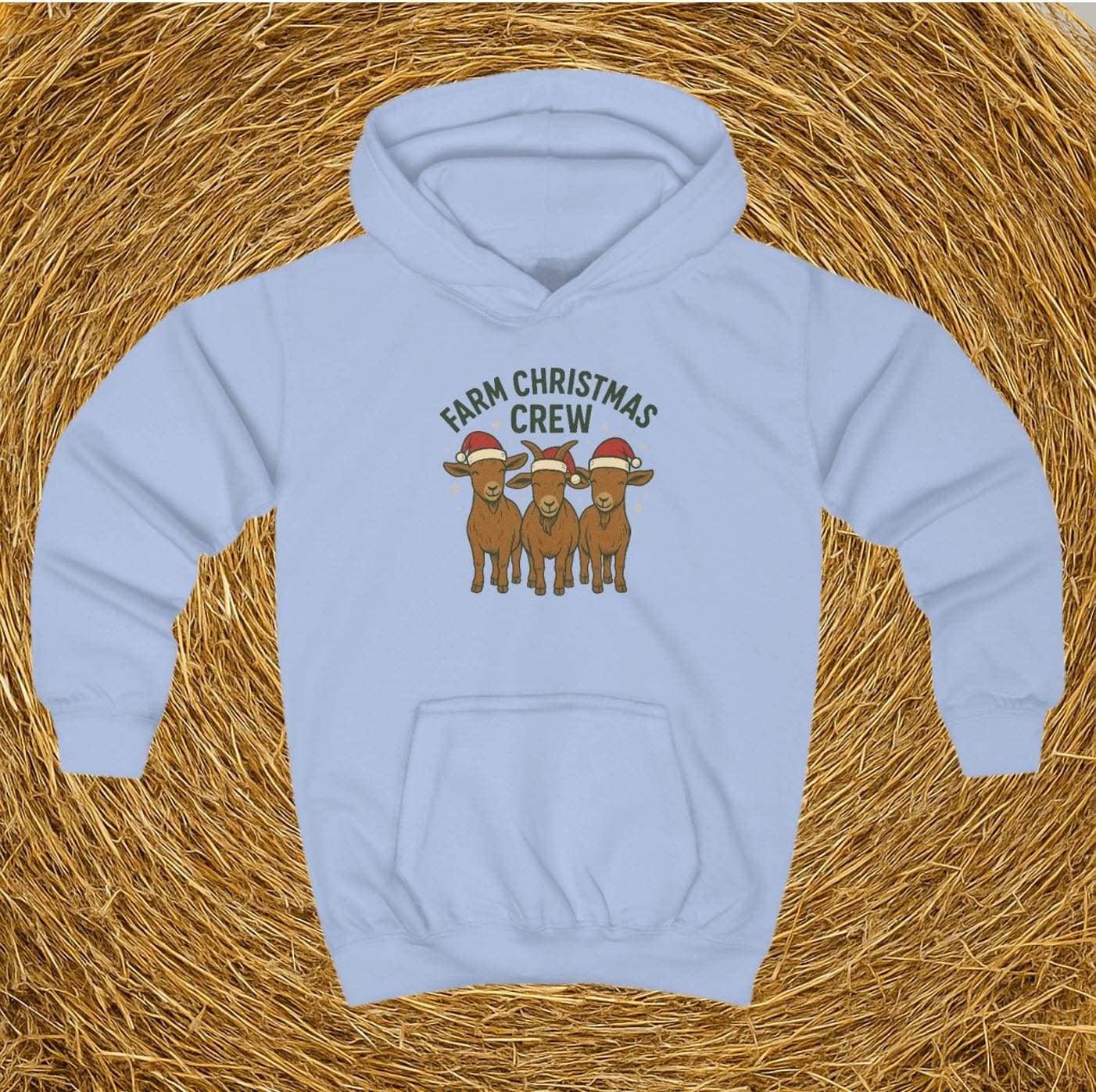 Farm Christmas Crew Hoodie | Lustiger Kinder Weihnachts Pullover Mit Ziegen Bauernhof Sweater Für & Tierfreunde von NidSoErnst