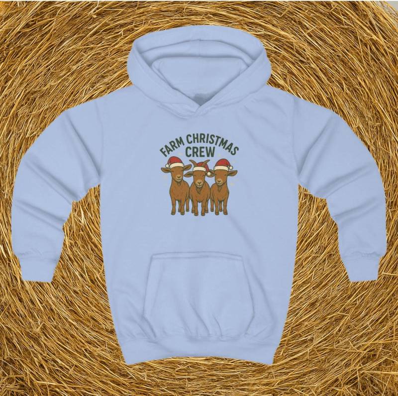 Farm Christmas Crew Hoodie | Lustiger Kinder Weihnachts Pullover Mit Ziegen Bauernhof Sweater Für & Tierfreunde von NidSoErnst