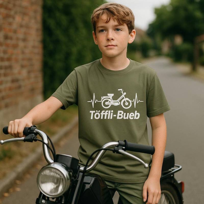 Töffli Bueb T-Shirt Junge - Herzschlag Mofa Shirt, Cooles Moped Geschenk Für Fans & Teenager von NidSoErnst