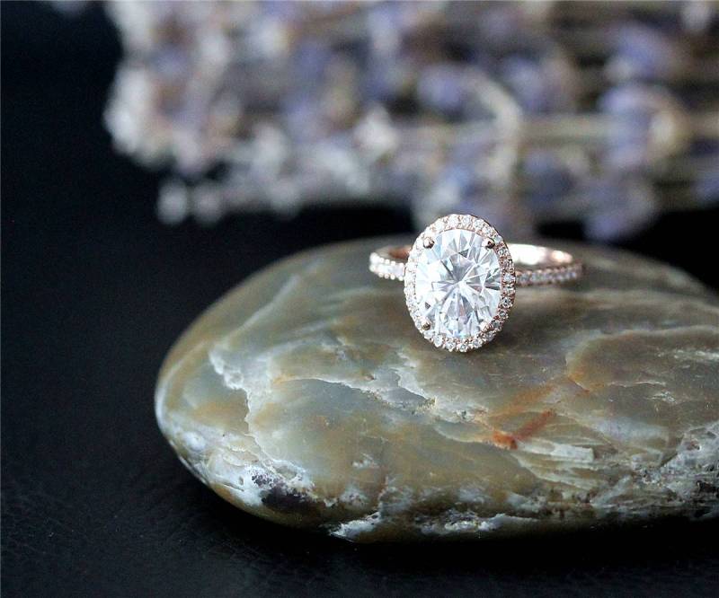 14K Solid Gold Moissanite Verlobungsring 7x9mm Immer Ein | G-H-I Oval Ring Rose Ehering Diamant-Hochzeit von NidaRings
