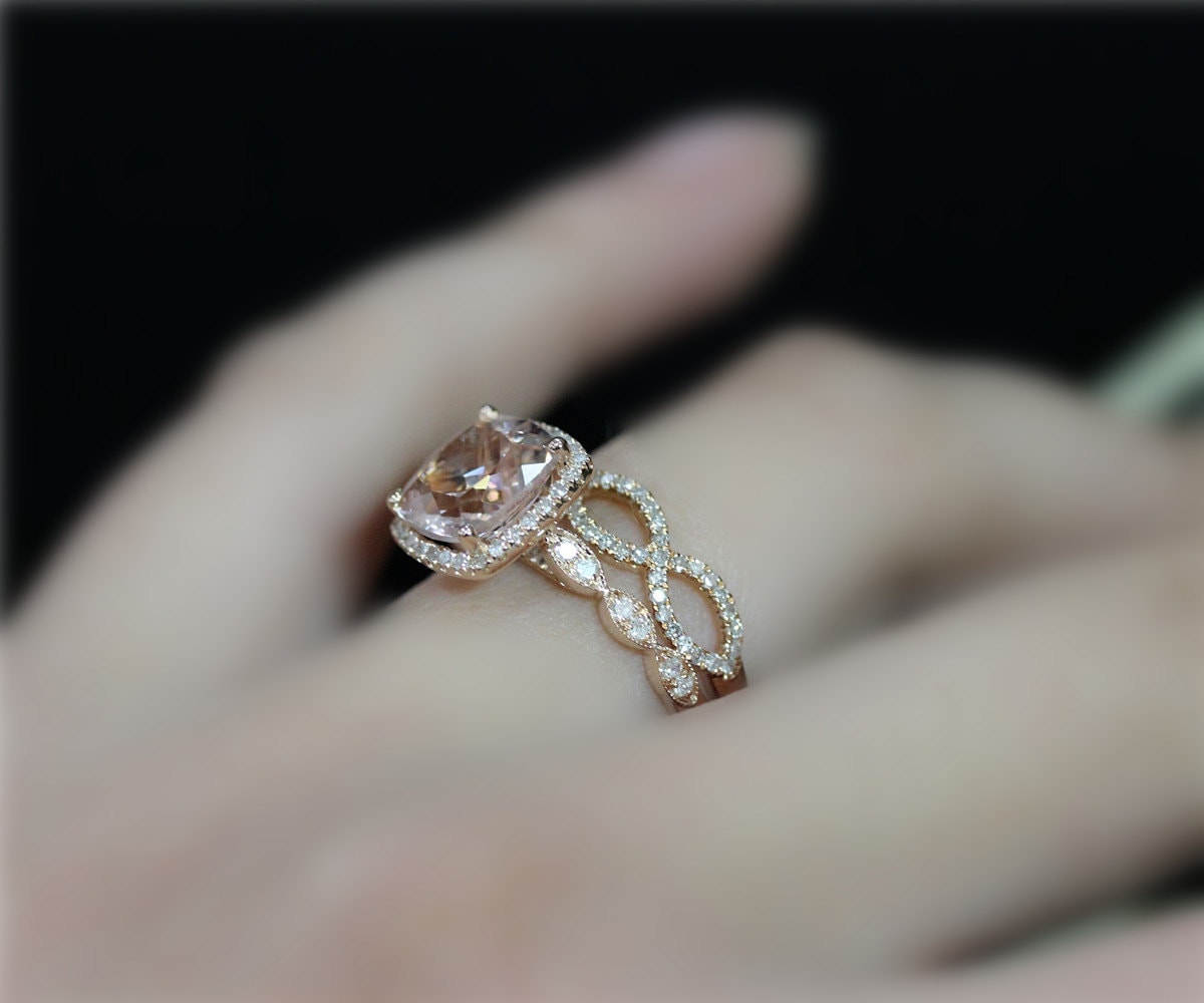 3Ct Natürliche Kissen Vs Morganit Ring Set Handarbeit Braut Ringset Solide 14K Rose Gold Verlobungsring Hochzeit 3Ct Natürliche Kissen Vs Morganit Ring Set Handarbeit Braut Ringset Solide 14K Rose Gold Verlobungsring Hochzeit von NidaRings