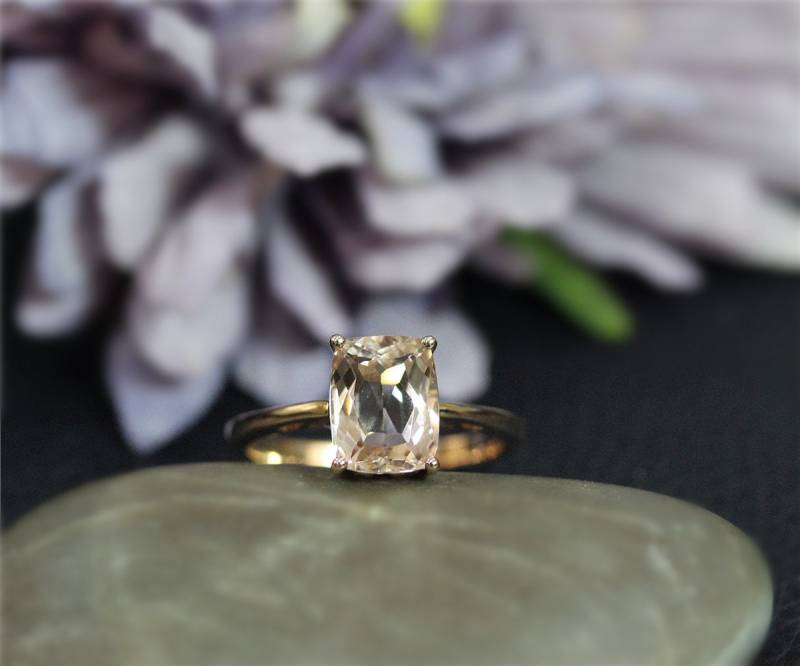6x8mm Vs Kissen Natürliche Rosa Morganit Engagament Ring Solid 14K Rose Gold Ehering Jahrestag von NidaRings
