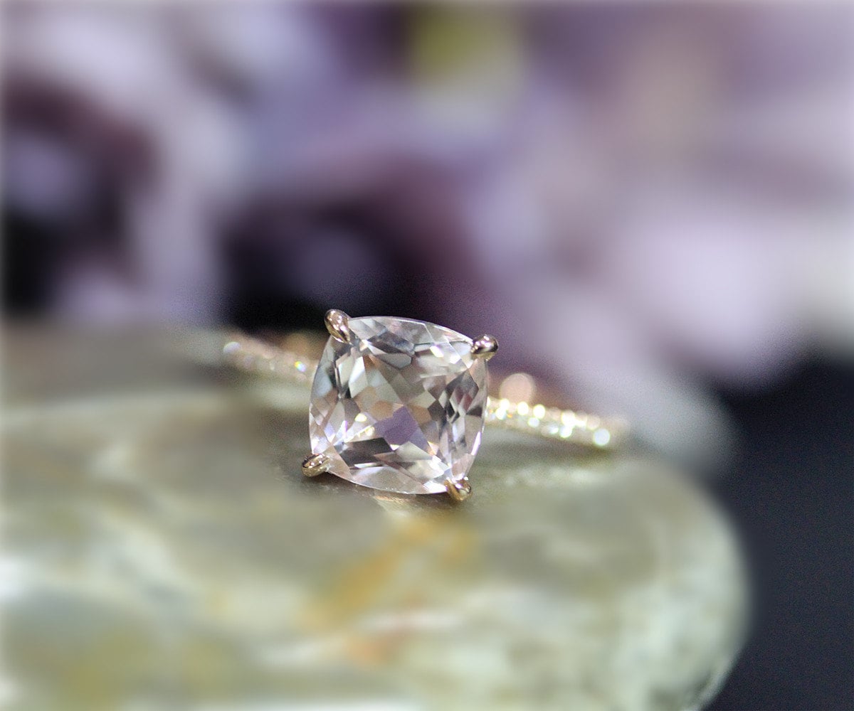 8mm Natürliche Vs Rosa Kissen Morganit Ring Fest 14K Rose Gold Diamanten Ehering Promise Jahrestag Verlobungsring 8mm Natürliche Vs Rosa Kissen Morganit Ring Fest 14K Rose Gold Diamanten Ehering Promise Jahrestag Verlobungsring von NidaRings