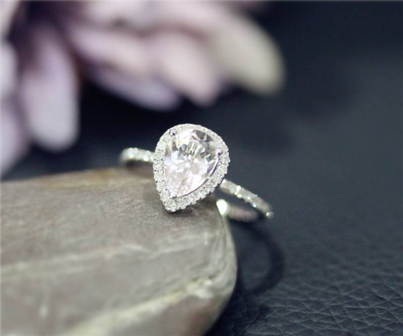 Birne Geformt Natürlichen Rosa Morganit Ring Massiv 14K Weißgold Ehering Stapelbar Versprechen Jubiläumsring Birne Geformt Natürlichen Rosa Morganit Ring Massiv 14K Weißgold Ehering Stapelbar Versprechen Jubiläumsring von NidaRings