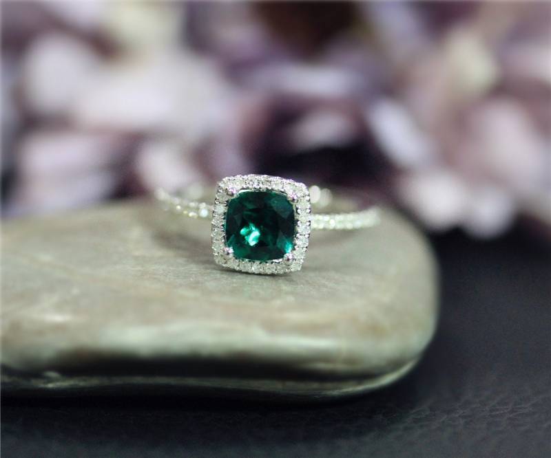 Ca. 1 Ct Behandelt Smaragd Ring Kann Geburtstagsgeschenk Solide 14K White Gold Verlobungsring Ehering Valentinstag Überraschung Ca. 1 Ct Behandelt Smaragd Ring Kann Geburtstagsgeschenk Solide 14K White Gold Verlobungsring Ehering Valentinstag Überraschung von NidaRings