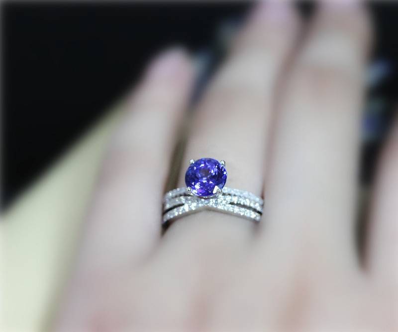 Echte Tansanit Ring Set Vs Verlobungsring Runde Edelstein Massiv 14K Weißgold Ehering Gesetzt Braut von NidaRings