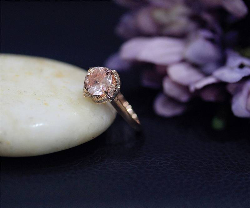 Einzigartige Hochzeit Ring Rose Geformt Runde Natürliche Rosa Morganit Solide 14K Gold Diamant Ehering Promisering Verlobungsring Einzigartige Hochzeit Ring Rose Geformt Runde Natürliche Rosa Morganit Solide 14K Gold Diamant Ehering Promisering Verlobungsring von NidaRings