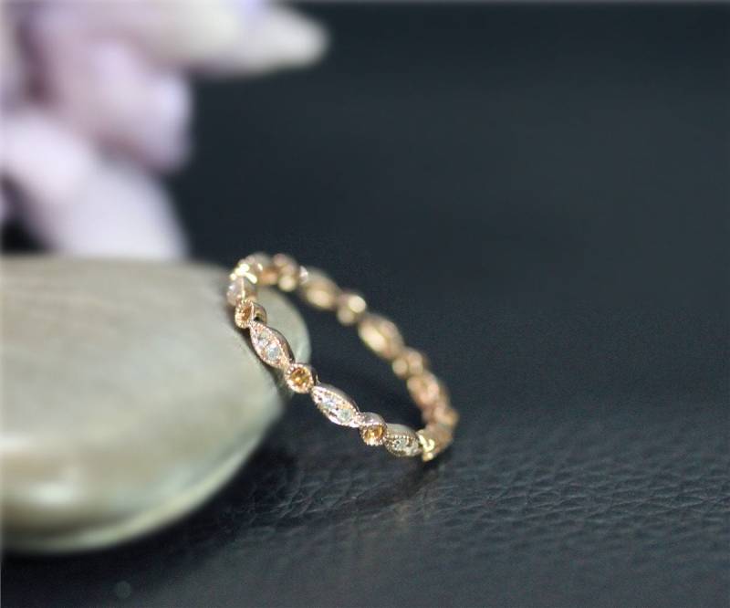 Geburtssteine Für November Natürlichen Citrin Und Diamant Ehering Voller Ewigkeit Fest 14K Weissgold Verlobungsring Jahrestag Ring von NidaRings