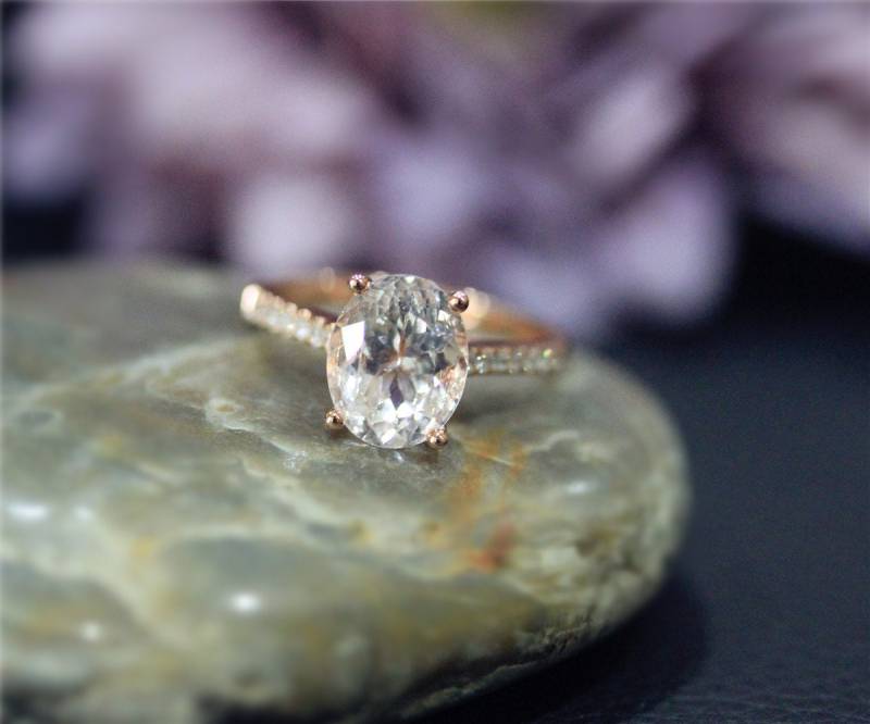 Größere Oval 8x10mm Natürliche Rosa Morganit Ring Fest 14K Rose Gold Diamant Ehering Versprechen Jubiläum Verlobungsring von NidaRings