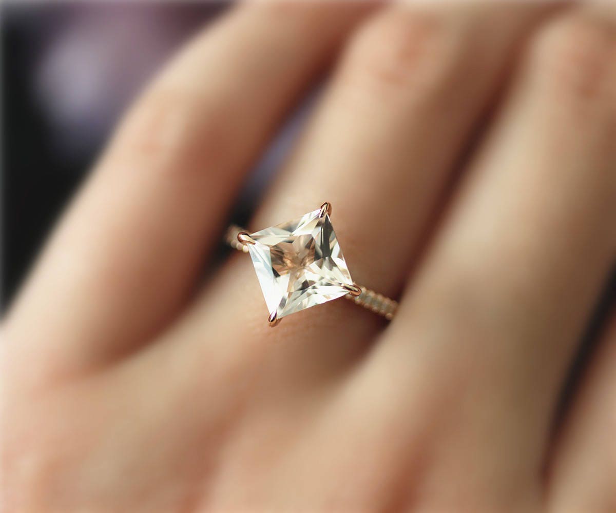 Prinzessin 8mm Natürliche Vs Rosa Morganit Ring Massiv 14K Rose Gold Diamant Ehering Versprechen Jubiläum Verlobungsring Prinzessin 8mm Natürliche Vs Rosa Morganit Ring Massiv 14K Rose Gold Diamant Ehering Versprechen Jubiläum Verlobungsring von NidaRings