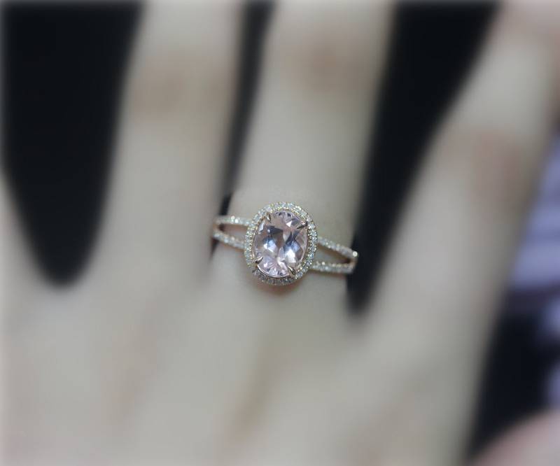 Verlobungsring 7x9mm Oval Natürliche Rosa Vs Morganit Ring Solide 14Kt Rose Gold Diamanten Hochzeit Jubiläum Vorschlagen von NidaRings