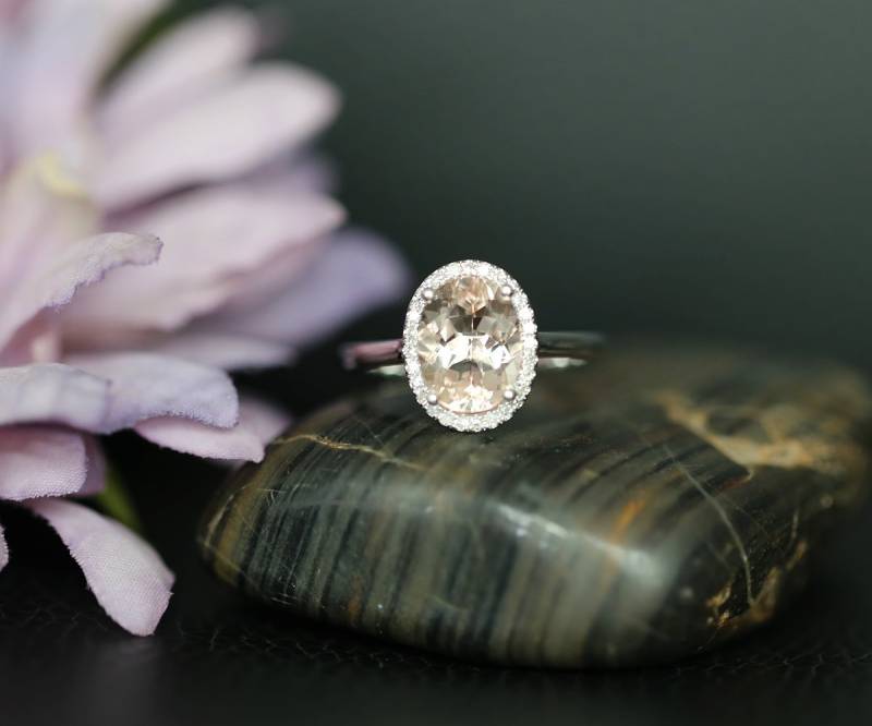 stackelbare Engagement Ring Oval Natural Pink Vs Morganite Solid 14K Rose Gold Diamonds Hochzeitsring Versprechen Jubiläums-Ring stackelbare Engagement Ring Oval Natural Pink Vs Morganite Solid 14K Rose Gold Diamonds Hochzeitsring Versprechen Jubiläums-Ring von NidaRings