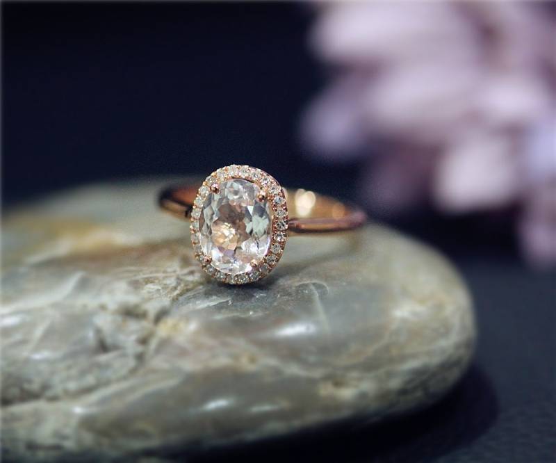 stapelbare Verlobungsring Oval Natural Pink Vs Morganit Ring Solid 14K Rose Gold Diamanten Ehering Promise Jahrestag stapelbare Verlobungsring Oval Natural Pink Vs Morganit Ring Solid 14K Rose Gold Diamanten Ehering Promise Jahrestag von NidaRings