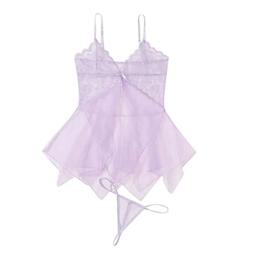 Dessous Beutel Durchleuchtungs-Schönheits-Tüll für Damen, Elegante Träumerei, sexy Dessous Sexy Netz Dessous (Purple, One Size) von Nidddiv