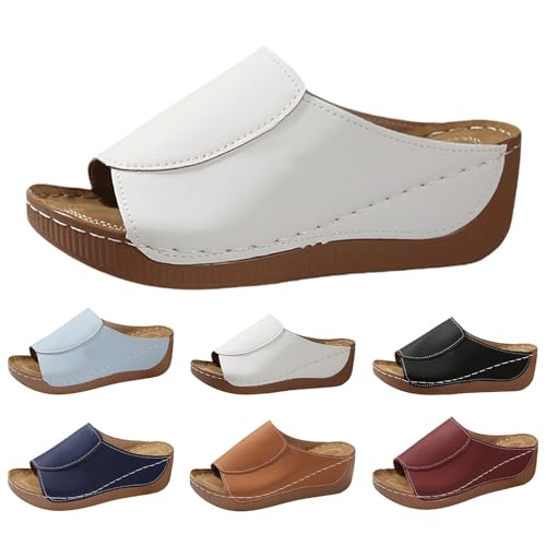 Hausschuhe Damen Pantoletten mit Absatz Elegant Schlappen Pumps Sommerschuhe Bequeme Orthopädische Sandalen Weichen Sohlen Damenschuhe Casual Strandschuhe Peep Toe Hausschuhe mit Keilabsatz von Nidddiv