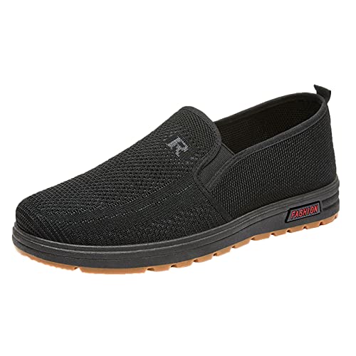 Herren Casual Slip On Sneakers Extra Wide Fit Loafers Breathable Sneaker Bequeme Wanderschuhe Elastische Gores Espadrilles Schuhe Schwarz Leicht Low Top Sneakers Laufen Freizeitschuhe, Schwarz , 42 von Nidddiv